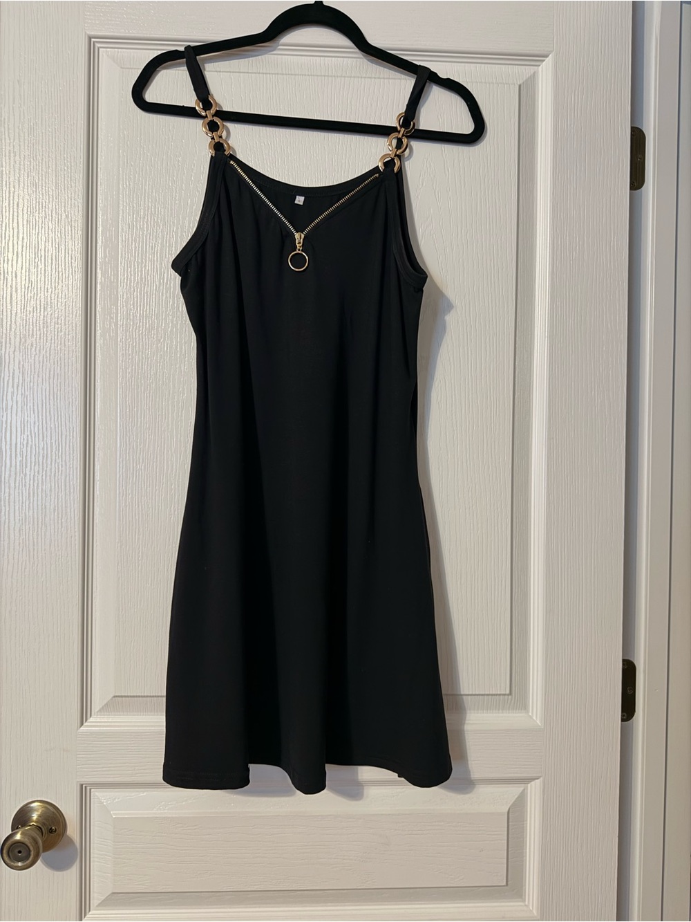 Black Chain-Detail Slip Dress